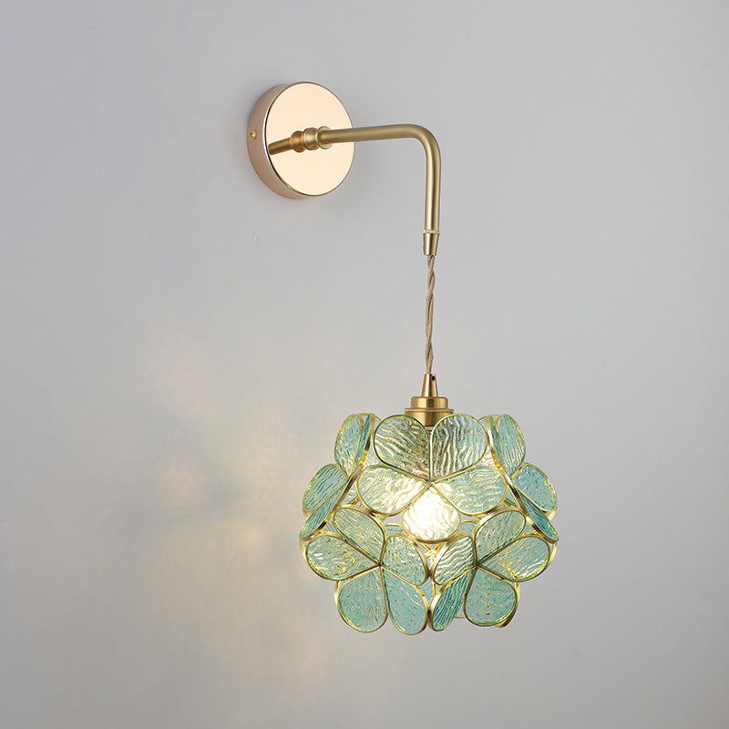 Schatten Glas Wandlamp Vintage Enkel-Glühbirne Nachttisch Wandgemonteerde Lamp in Goud