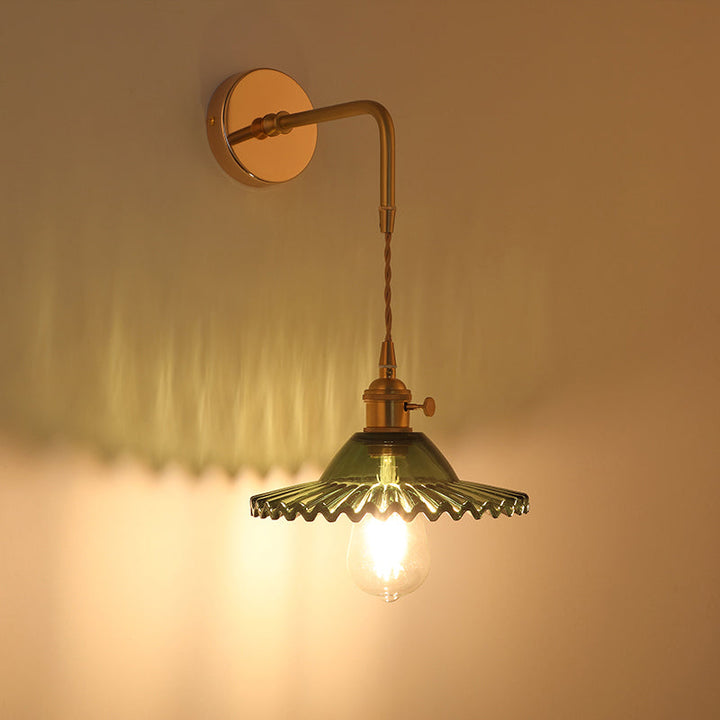 Schatten Glas Wandlamp Vintage Enkel-Glühbirne Nachttisch Wandgemonteerde Lamp in Goud