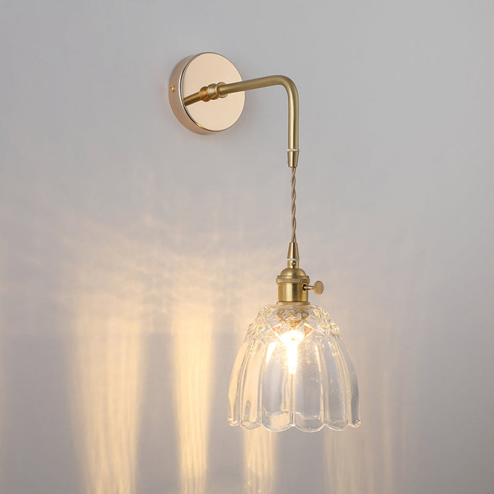 Schatten Glas Wandlamp Vintage Enkel-Glühbirne Nachttisch Wandgemonteerde Lamp in Goud