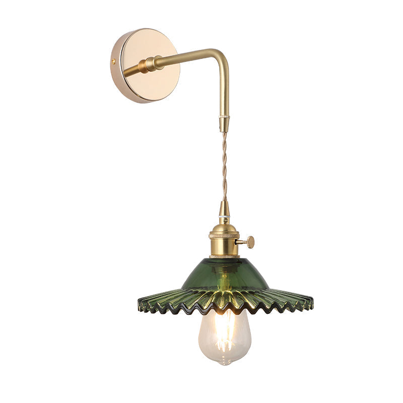 Schatten Glas Wandlamp Vintage Enkel-Glühbirne Nachttisch Wandgemonteerde Lamp in Goud