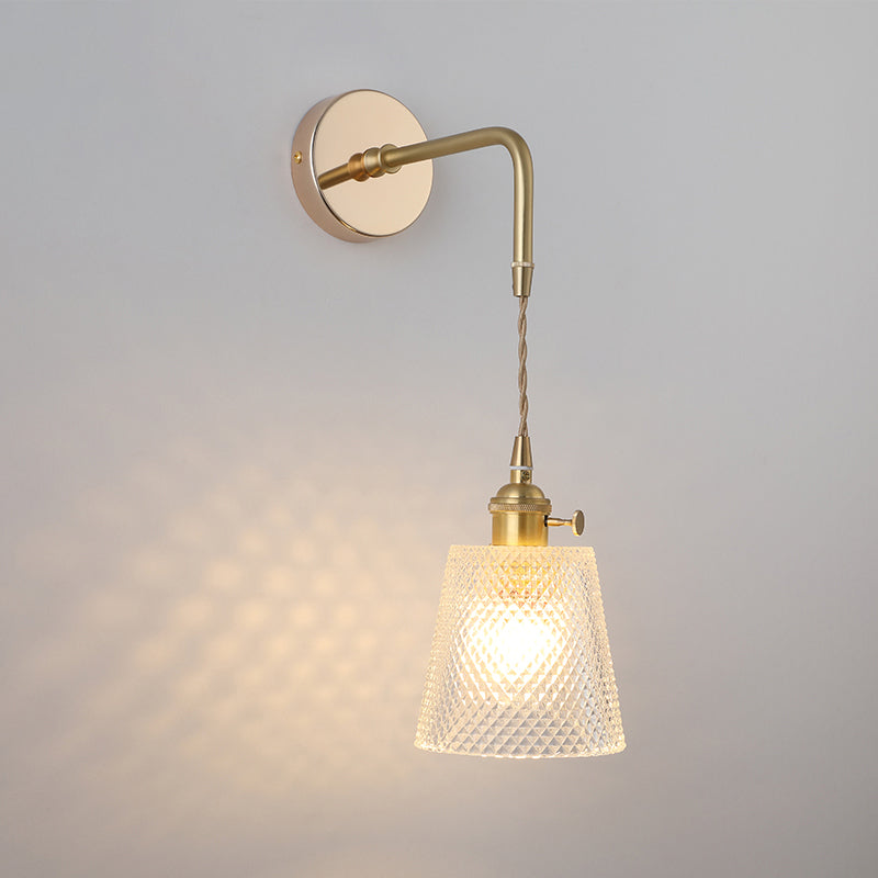 Schatten Glas Wandlamp Vintage Enkel-Glühbirne Nachttisch Wandgemonteerde Lamp in Goud