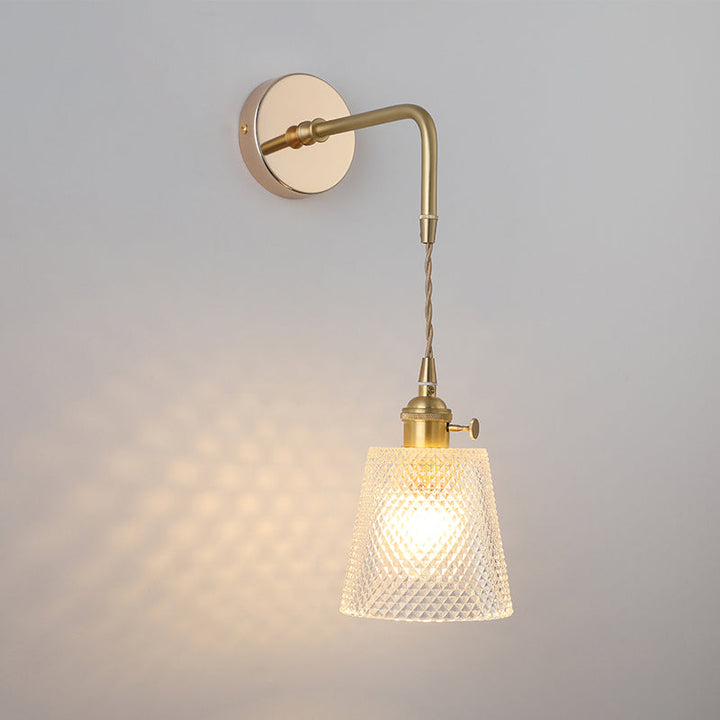 Schatten Glas Wandlamp Vintage Enkel-Glühbirne Nachttisch Wandgemonteerde Lamp in Goud