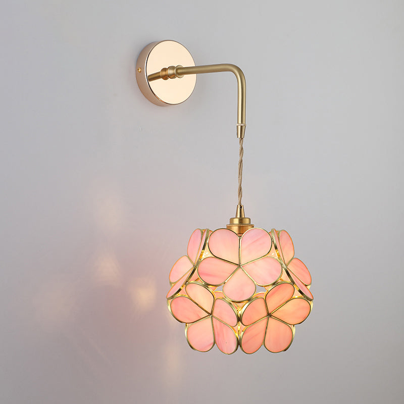 Schatten Glas Wandlamp Vintage Enkel-Glühbirne Nachttisch Wandgemonteerde Lamp in Goud