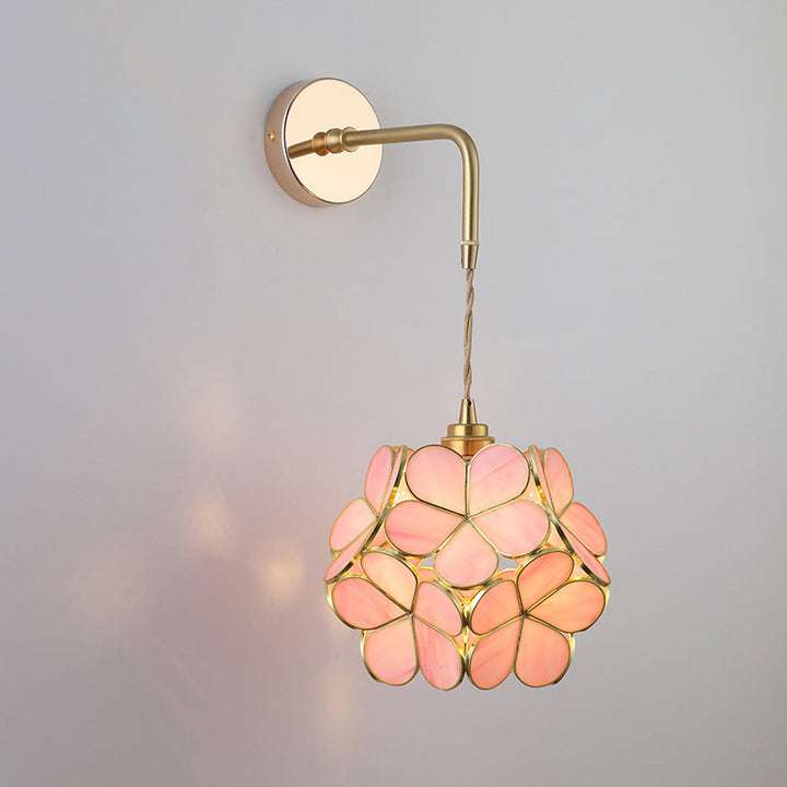 Schatten Glas Wandlamp Vintage Enkel-Glühbirne Nachttisch Wandgemonteerde Lamp in Goud