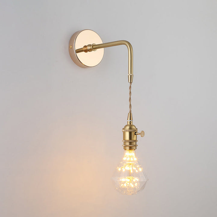 Schatten Glas Wandlamp Vintage Enkel-Glühbirne Nachttisch Wandgemonteerde Lamp in Goud
