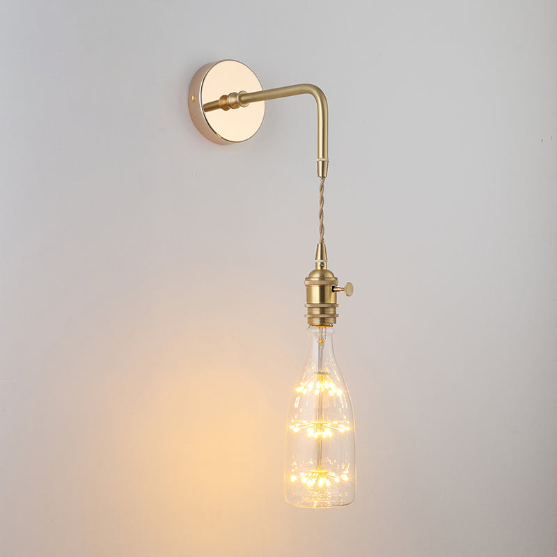 Schatten Glas Wandlamp Vintage Enkel-Glühbirne Nachttisch Wandgemonteerde Lamp in Goud
