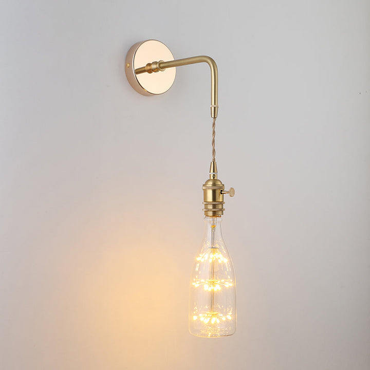Schatten Glas Wandlamp Vintage Enkel-Glühbirne Nachttisch Wandgemonteerde Lamp in Goud
