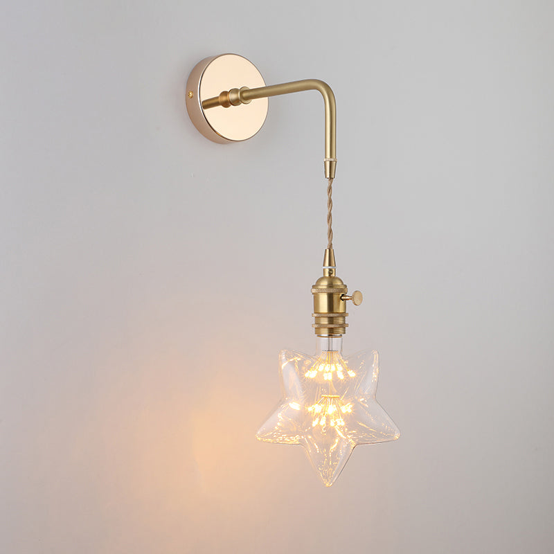 Schatten Glas Wandlamp Vintage Enkel-Glühbirne Nachttisch Wandgemonteerde Lamp in Goud