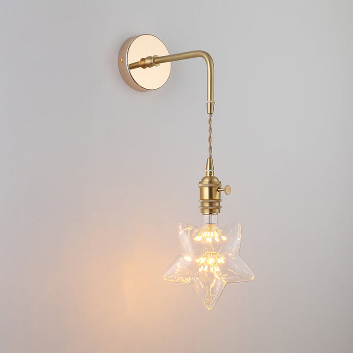 Schatten Glas Wandlamp Vintage Enkel-Glühbirne Nachttisch Wandgemonteerde Lamp in Goud
