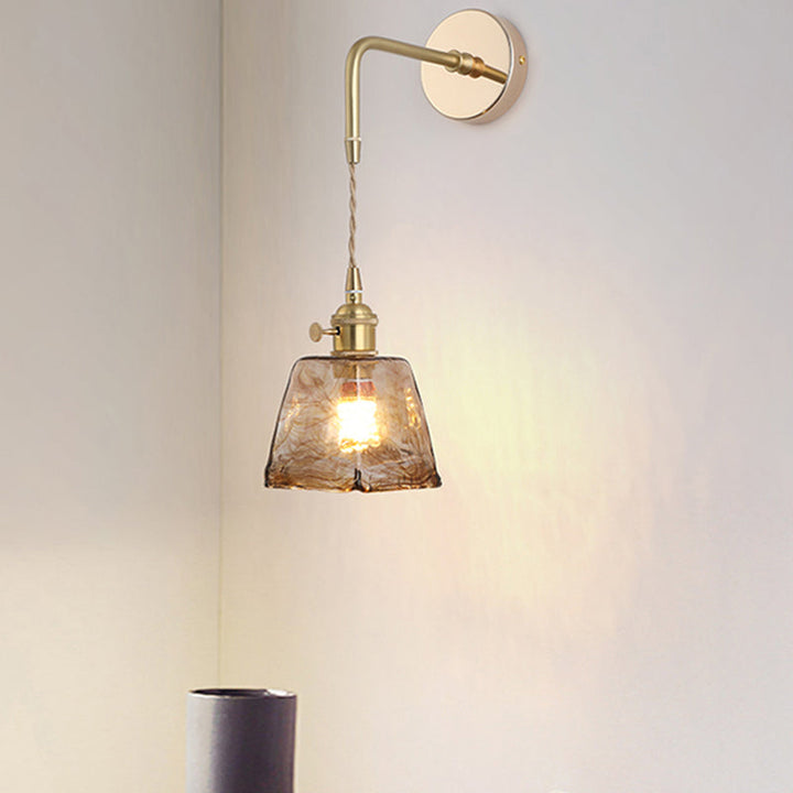 Schatten Glas Wandlamp Vintage Enkel-Glühbirne Nachttisch Wandgemonteerde Lamp in Goud