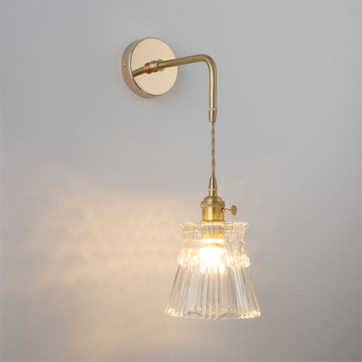 Schatten Glas Wandlamp Vintage Enkel-Glühbirne Nachttisch Wandgemonteerde Lamp in Goud