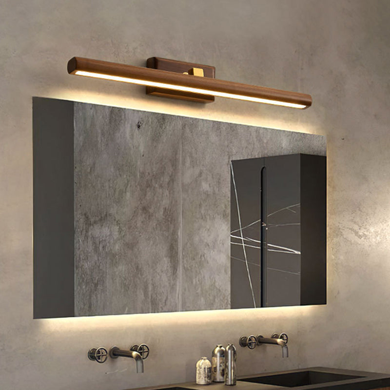Noors Stijl Lineaire Wandlamp Licht Acryl Badkamer LED Vanity Verlichting in Donker Hout