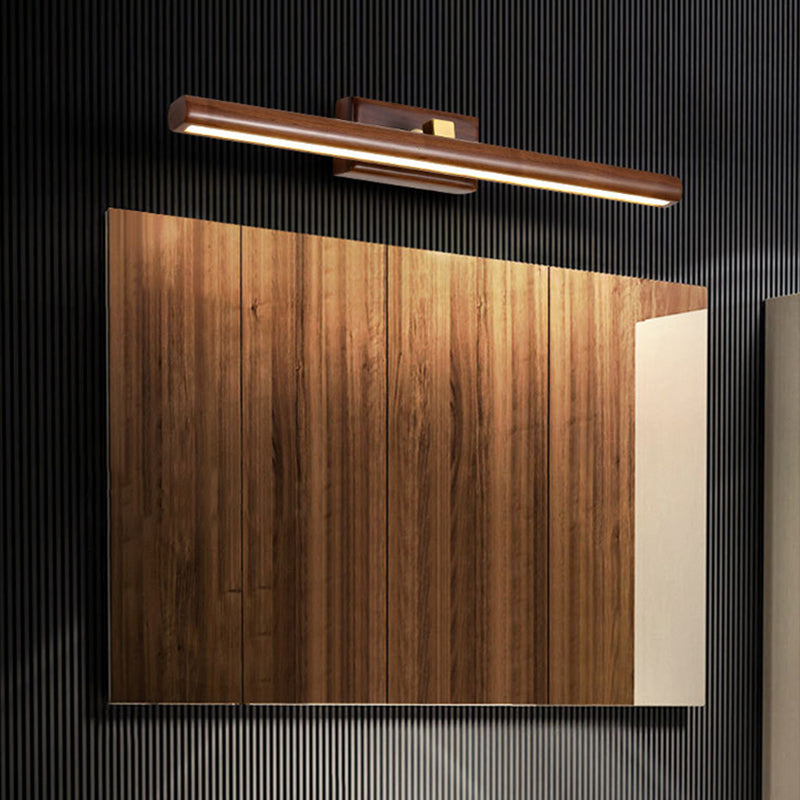 Noors Stijl Lineaire Wandlamp Licht Acryl Badkamer LED Vanity Verlichting in Donker Hout