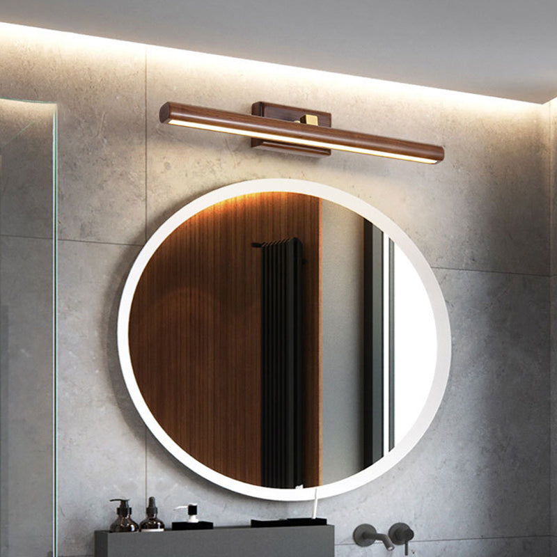Noors Stijl Lineaire Wandlamp Licht Acryl Badkamer LED Vanity Verlichting in Donker Hout