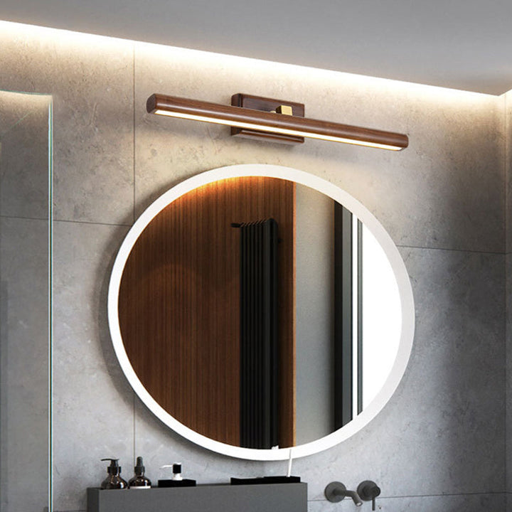 Noors Stijl Lineaire Wandlamp Licht Acryl Badkamer LED Vanity Verlichting in Donker Hout
