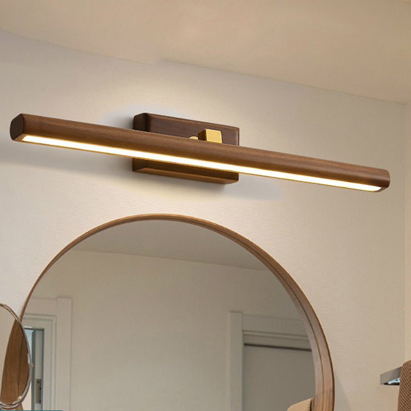 Noors Stijl Lineaire Wandlamp Licht Acryl Badkamer LED Vanity Verlichting in Donker Hout