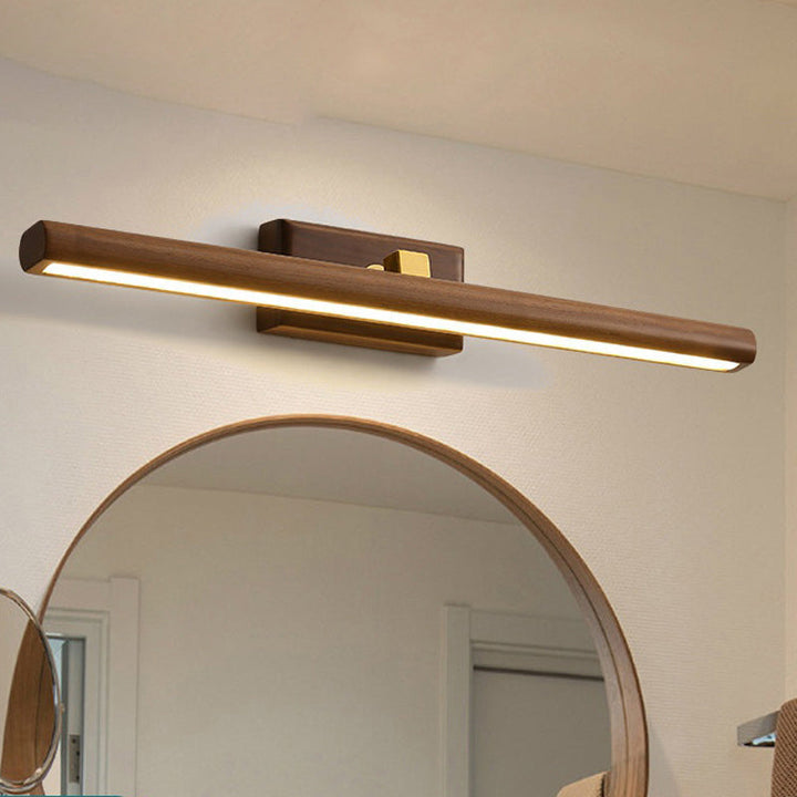 Noors Stijl Lineaire Wandlamp Licht Acryl Badkamer LED Vanity Verlichting in Donker Hout