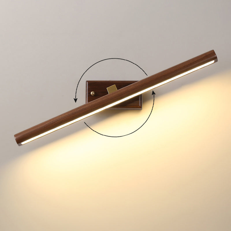 Noors Stijl Lineaire Wandlamp Licht Acryl Badkamer LED Vanity Verlichting in Donker Hout