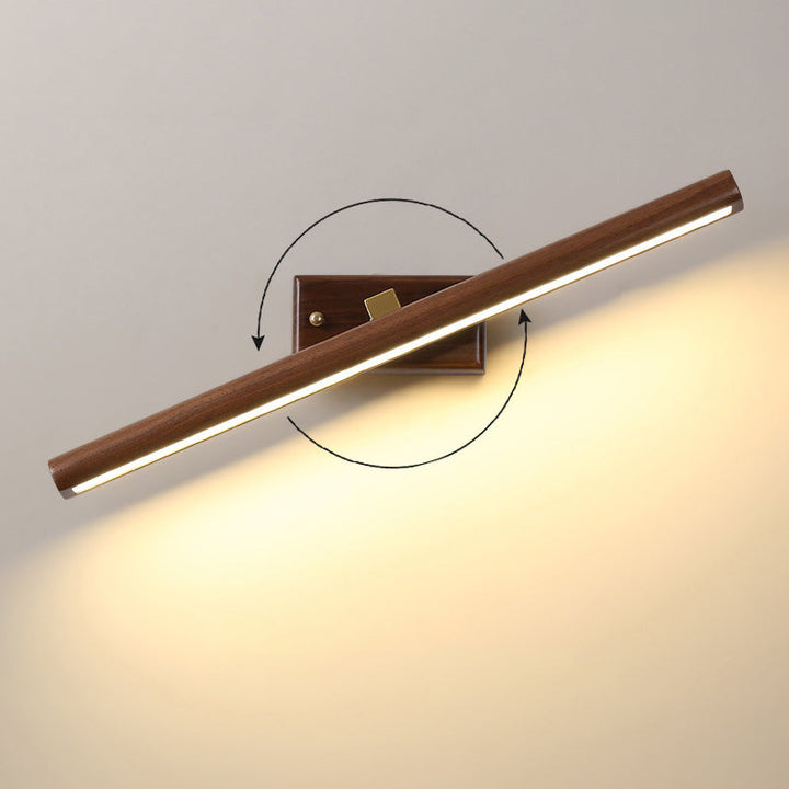Noors Stijl Lineaire Wandlamp Licht Acryl Badkamer LED Vanity Verlichting in Donker Hout