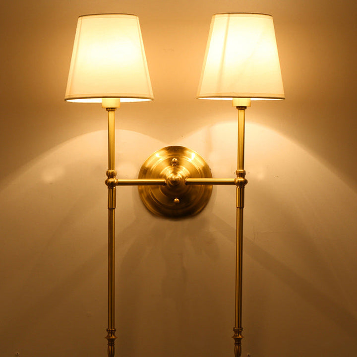 Eimer Schatten Stof Wandmontage Licht Traditionele Hal Wandleuchte in Messing