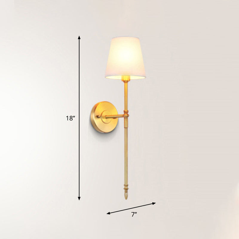 Eimer Schatten Stof Wandmontage Licht Traditionele Hal Wandleuchte in Messing