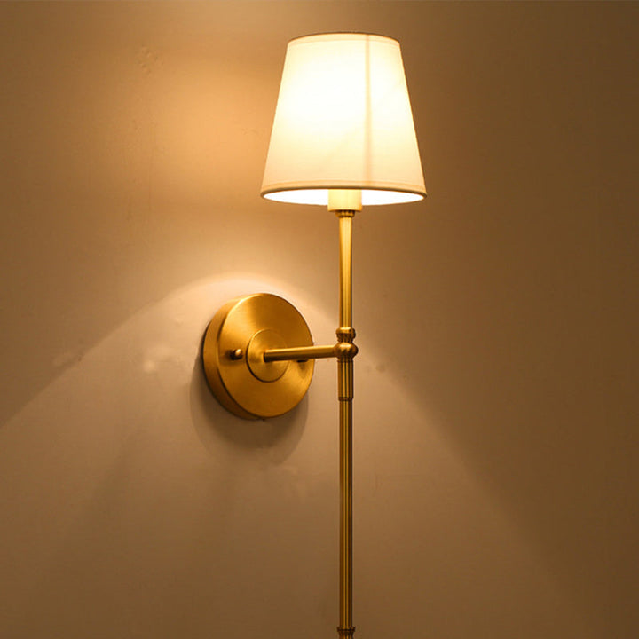 Eimer Schatten Stof Wandmontage Licht Traditionele Hal Wandleuchte in Messing