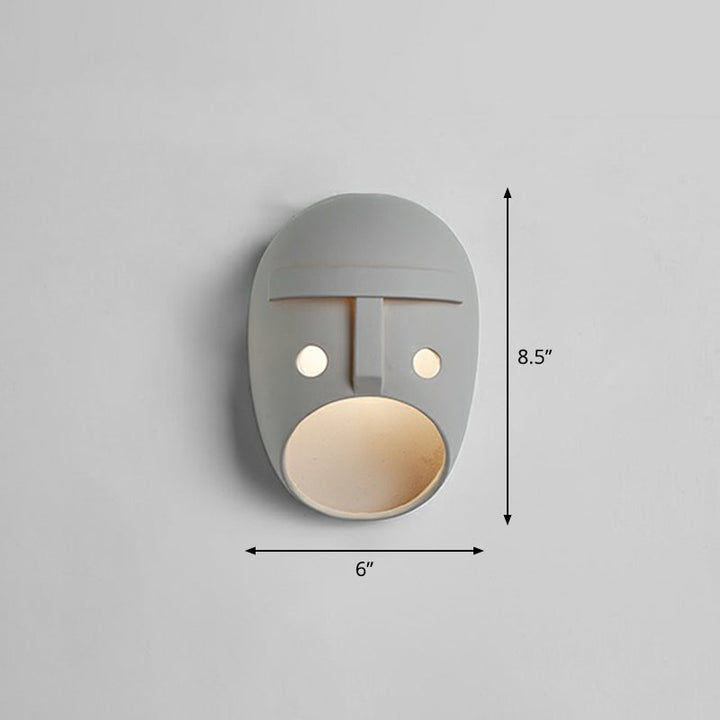Decoratieve Grappige Gezichtsuitdrukking Wandlamp Hars Slaapkamer LED Wandgemonteerde Lamp in Grijs