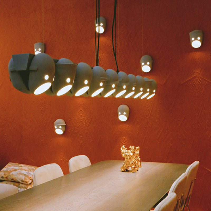 Decoratieve Grappige Gezichtsuitdrukking Wandlamp Hars Slaapkamer LED Wandgemonteerde Lamp in Grijs