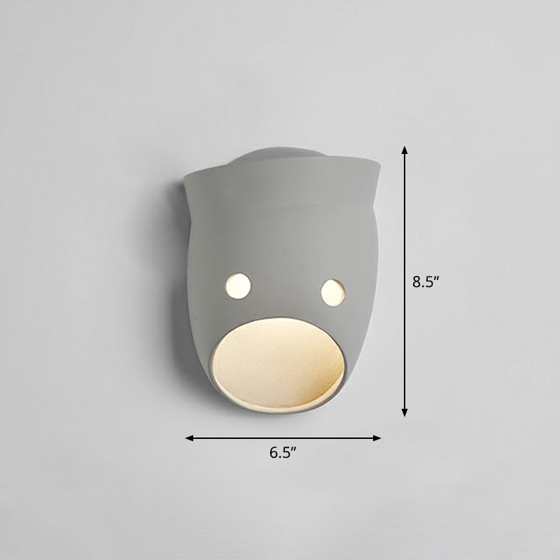 Decoratieve Grappige Gezichtsuitdrukking Wandlamp Hars Slaapkamer LED Wandgemonteerde Lamp in Grijs