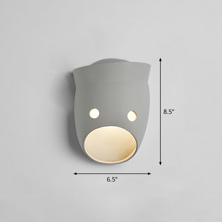 Decoratieve Grappige Gezichtsuitdrukking Wandlamp Hars Slaapkamer LED Wandgemonteerde Lamp in Grijs