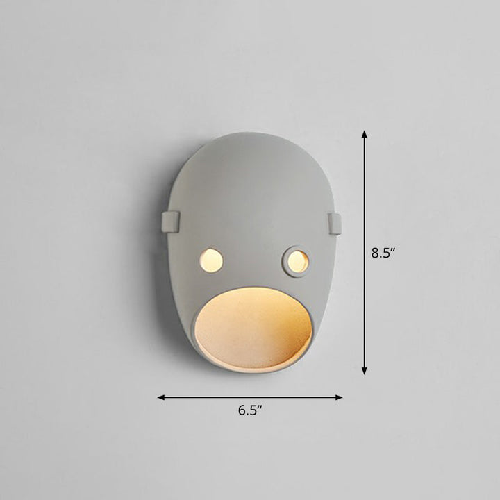 Decoratieve Grappige Gezichtsuitdrukking Wandlamp Hars Slaapkamer LED Wandgemonteerde Lamp in Grijs