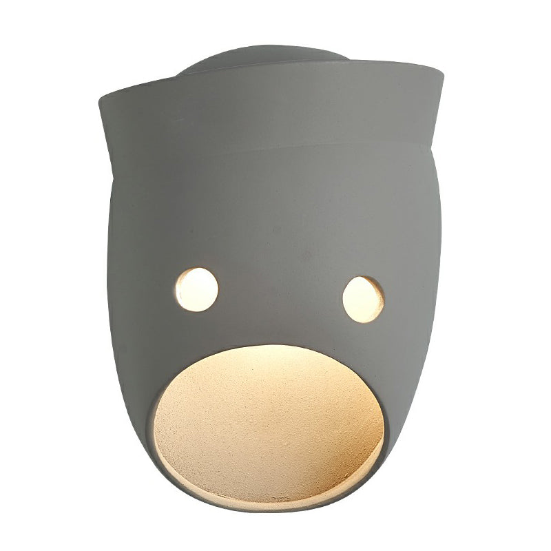 Decoratieve Grappige Gezichtsuitdrukking Wandlamp Hars Slaapkamer LED Wandgemonteerde Lamp in Grijs