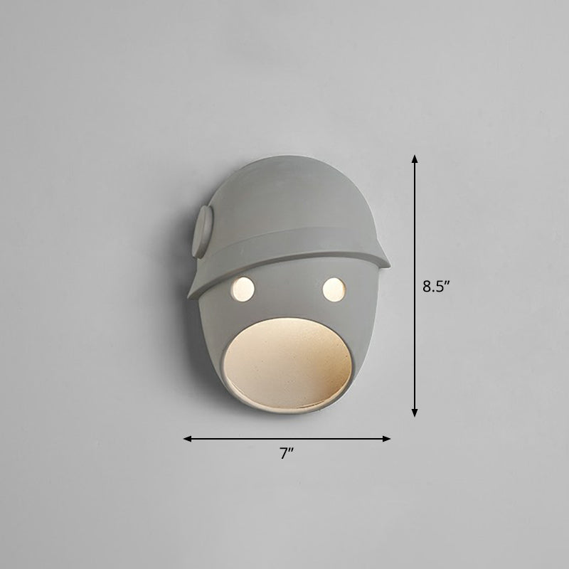 Decoratieve Grappige Gezichtsuitdrukking Wandlamp Hars Slaapkamer LED Wandgemonteerde Lamp in Grijs