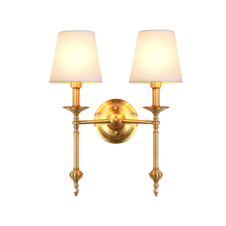 Messing kegel wandlamp retro witte stoffen kap 1/2 gloeilampen eetkamer wandlampen verlichting
