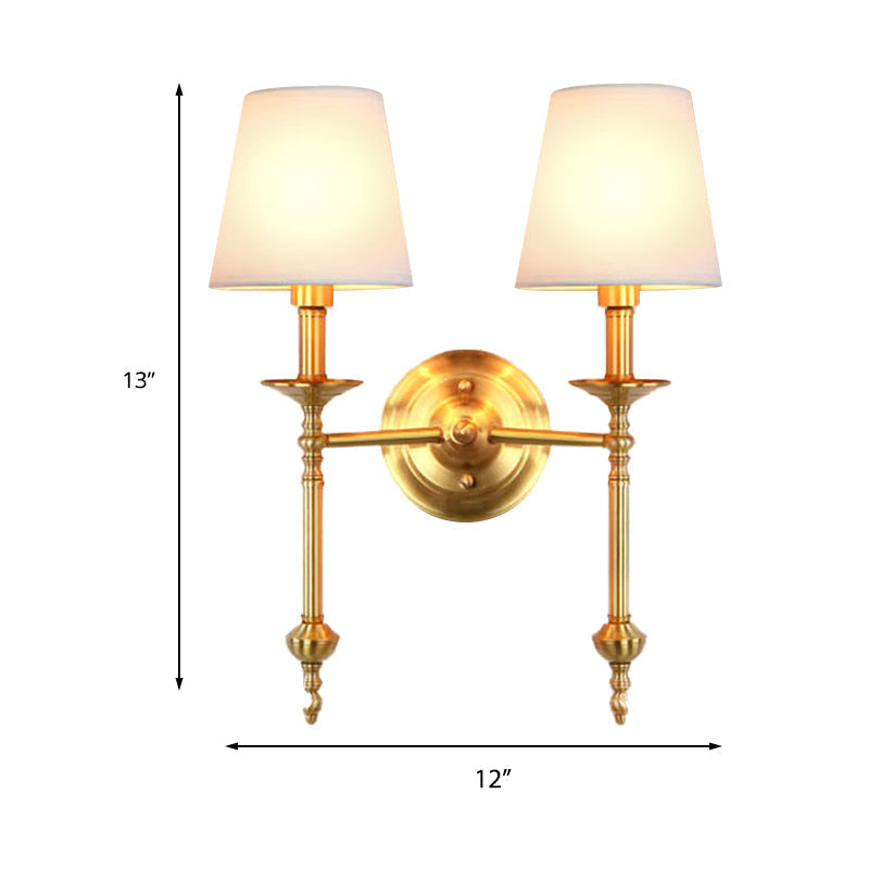 Messing kegel wandlamp retro witte stoffen kap 1/2 gloeilampen eetkamer wandlampen verlichting