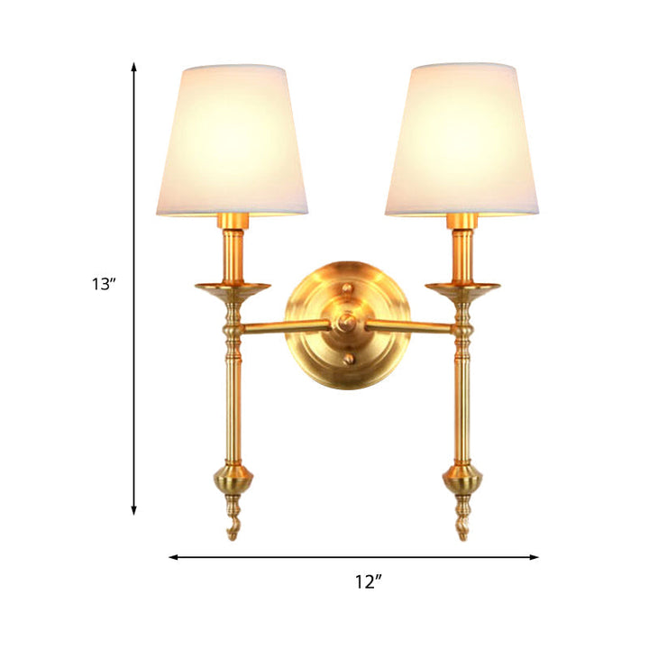 Messing kegel wandlamp retro witte stoffen kap 1/2 gloeilampen eetkamer wandlampen verlichting