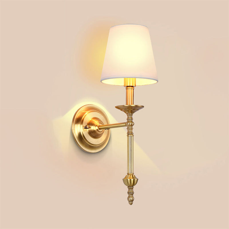 Messing kegel wandlamp retro witte stoffen kap 1/2 gloeilampen eetkamer wandlampen verlichting