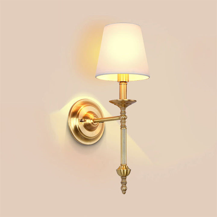 Messing kegel wandlamp retro witte stoffen kap 1/2 gloeilampen eetkamer wandlampen verlichting