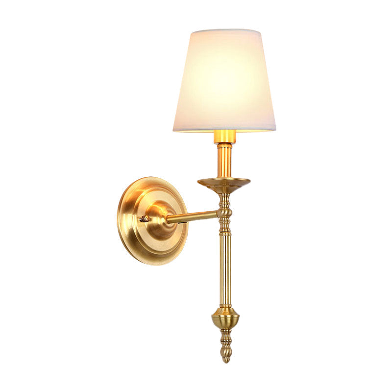 Messing kegel wandlamp retro witte stoffen kap 1/2 gloeilampen eetkamer wandlampen verlichting