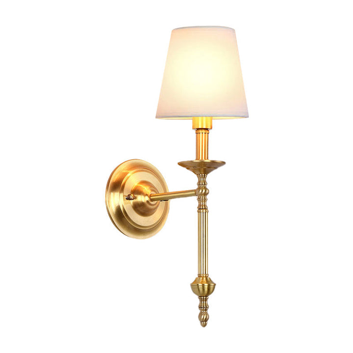 Messing kegel wandlamp retro witte stoffen kap 1/2 gloeilampen eetkamer wandlampen verlichting