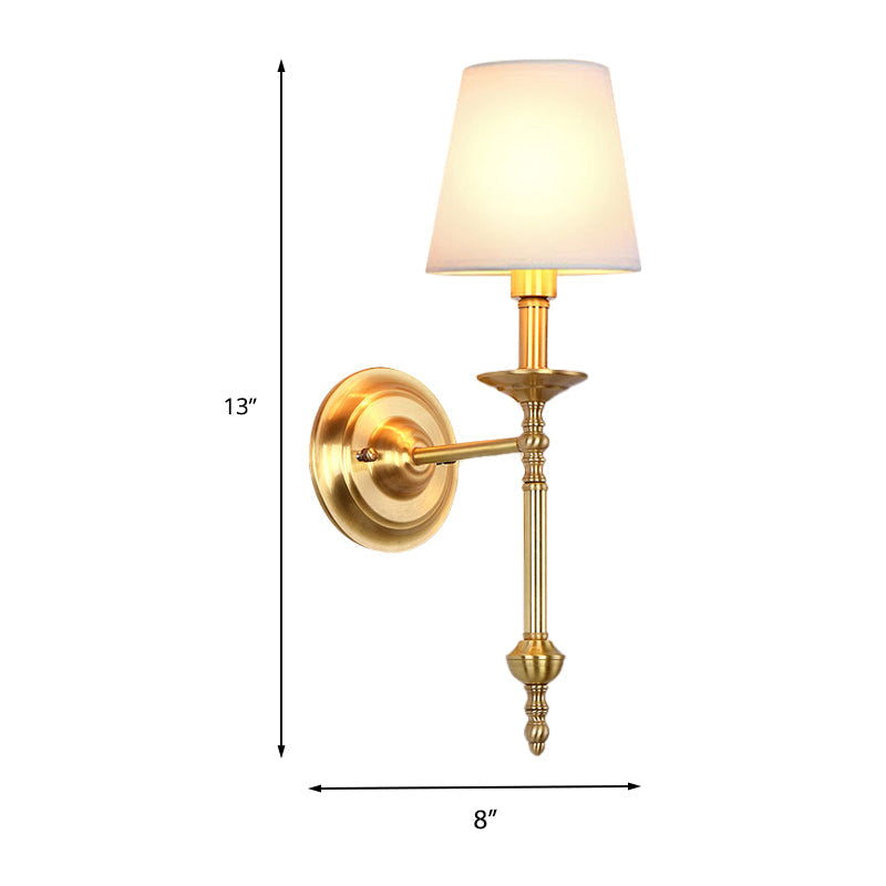 Messing kegel wandlamp retro witte stoffen kap 1/2 gloeilampen eetkamer wandlampen verlichting