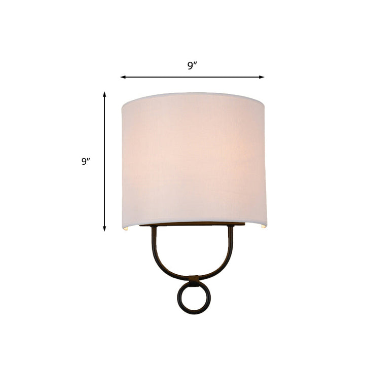 Traditionele half-cilinder wandlamp 1 hoofd witte stoffen kap wandverlichting voor slaapkamer