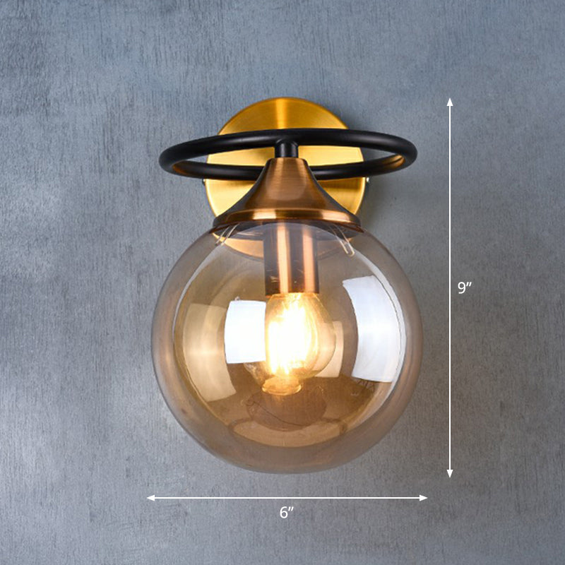 Postmoderne Stijl Ball Wandlamp Licht Glas 1-Licht Slaapkamer Wandarmatuur Licht in Messing
