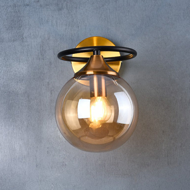 Postmoderne Stijl Ball Wandlamp Licht Glas 1-Licht Slaapkamer Wandarmatuur Licht in Messing