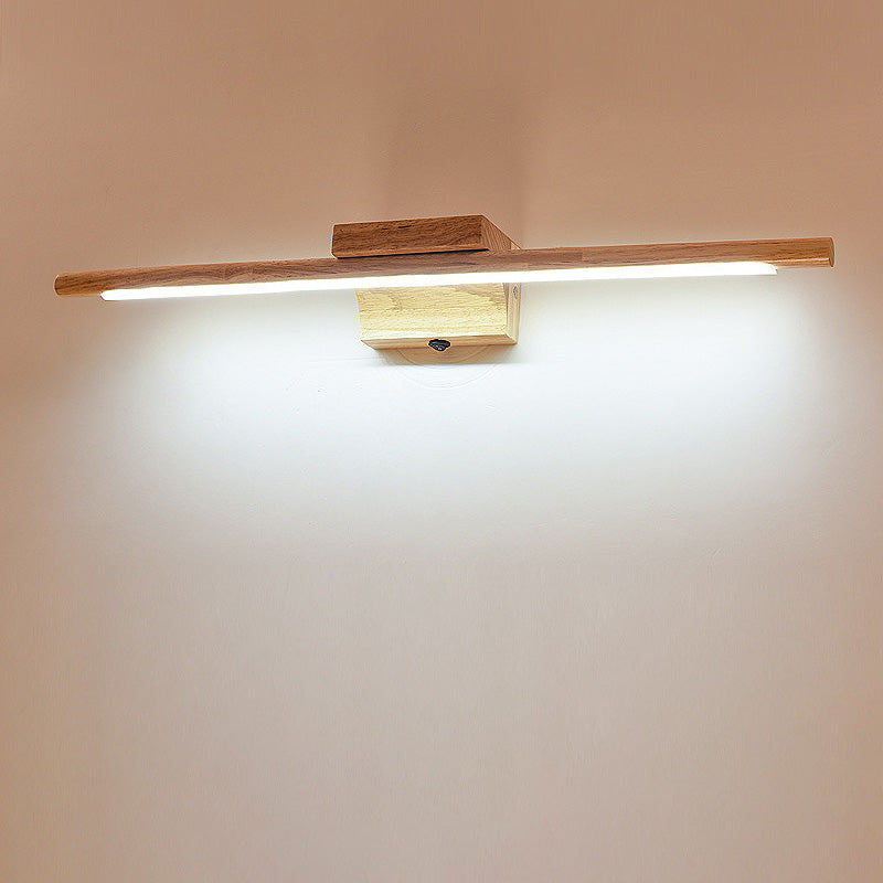 Slim Wood Vanity Wandlamp Modernistische Led Beige Wandlamp in Wit/Warm Licht