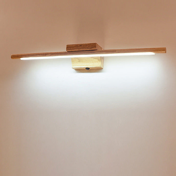 Slim Wood Vanity Wandlamp Modernistische Led Beige Wandlamp in Wit/Warm Licht