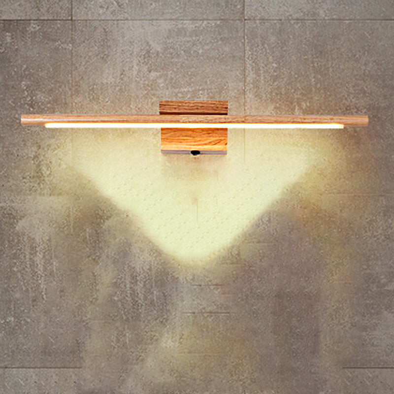 Slim Wood Vanity Wandlamp Modernistische Led Beige Wandlamp in Wit/Warm Licht