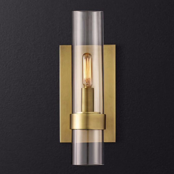 Cilinder wandlamp traditioneel helder glas 2.5"/5" breedte 1 kop zwart/ scherp messing wandlamp houder voor trappen