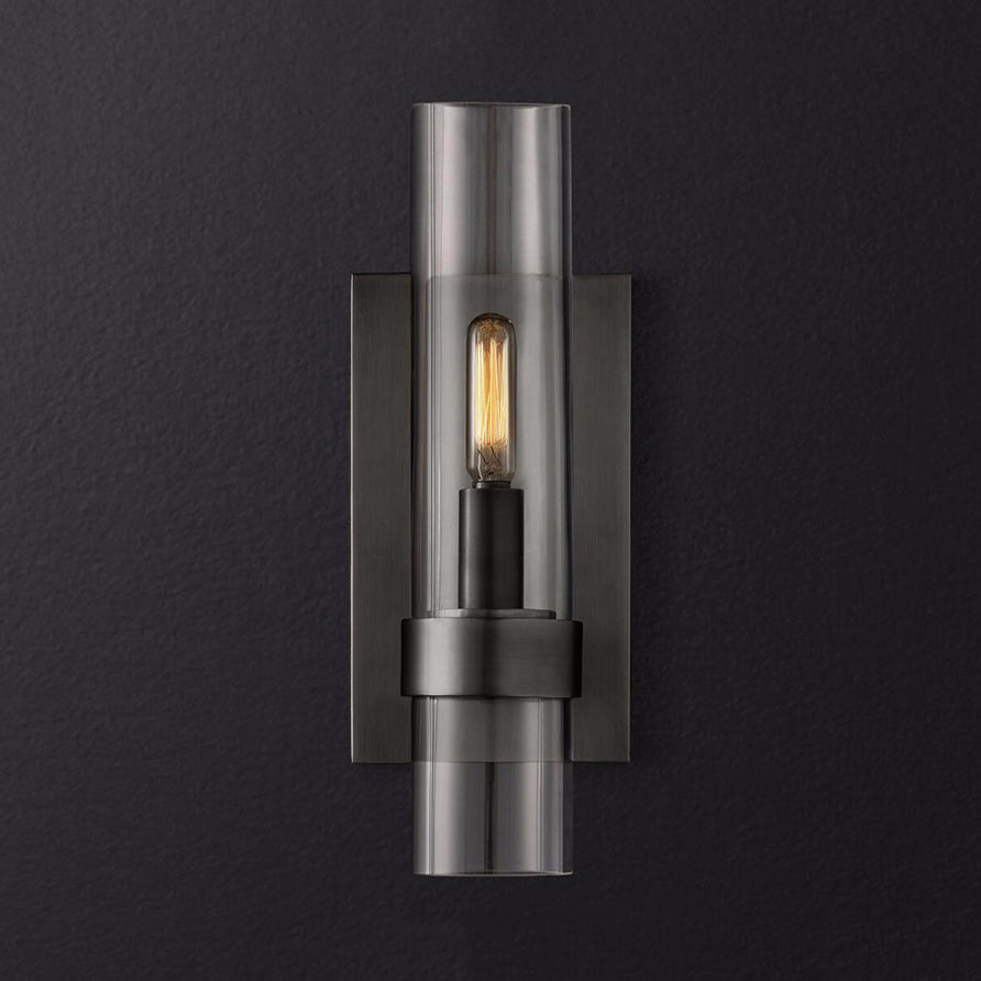 Cilinder wandlamp traditioneel helder glas 2.5"/5" breedte 1 kop zwart/ scherp messing wandlamp houder voor trappen