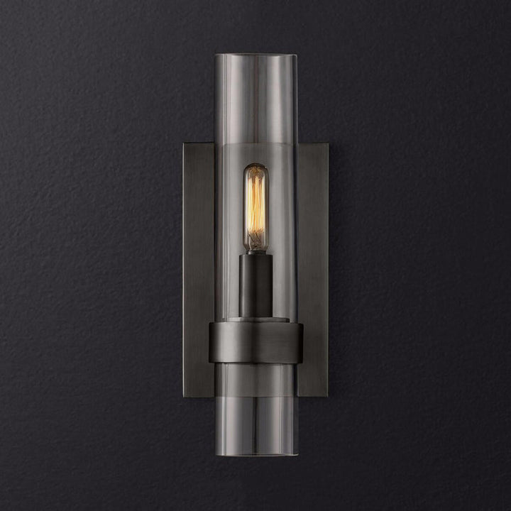 Cilinder wandlamp traditioneel helder glas 2.5"/5" breedte 1 kop zwart/ scherp messing wandlamp houder voor trappen